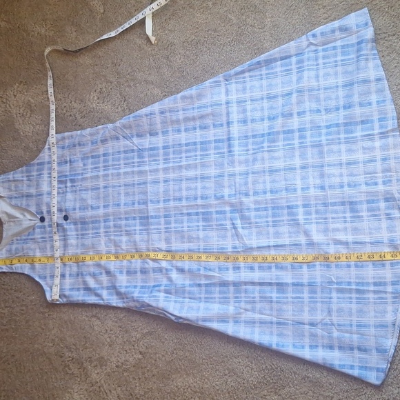 Blue Plaid Sleeveless Dress, Size Large - Picture 5 of 5